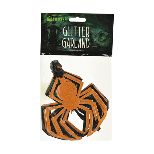 Halloween Spider Glitter Garland L80cm Halloween Decorations FabFinds   