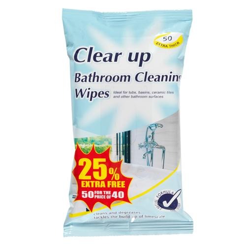 Clear Up Extra Thick Bathroom Cleaning Wipes 50 Pack Cleaning Wipes Clear Up   