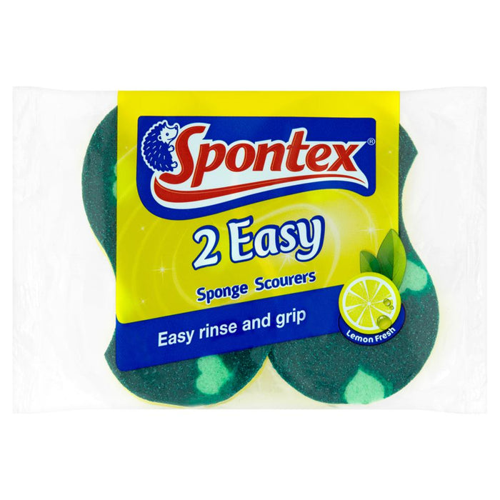 Spontex Easy Sponge Scourer Twin Pack Cloths, Sponges & Scourers Spontex   