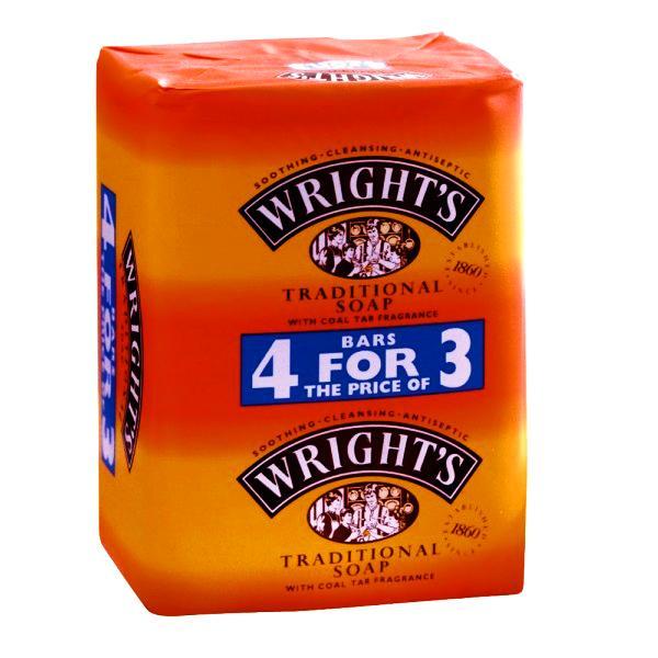 Wright's Traditional Coal Tar Soap Pack of 4 x 125g  FabFinds   