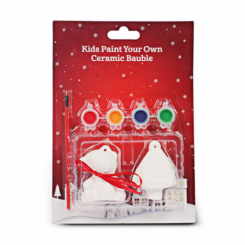 Kids Paint Your Own Ceramic Bauble Set Assorted Designs Christmas Accessories FabFinds Teddy & Tree  