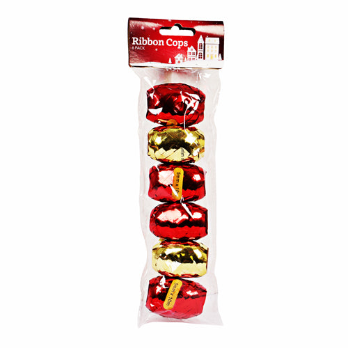 Christmas Gift Ribbon Cops 6 Pack Assorted Colours Christmas Tags & Bows FabFinds Red & Gold  