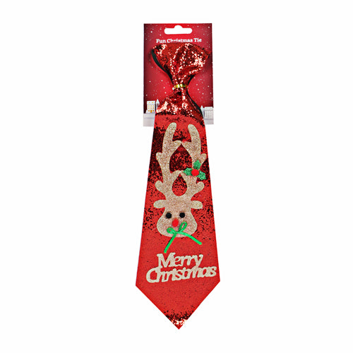 Red Reindeer Glitter Christmas Tie Christmas Accessories FabFinds   
