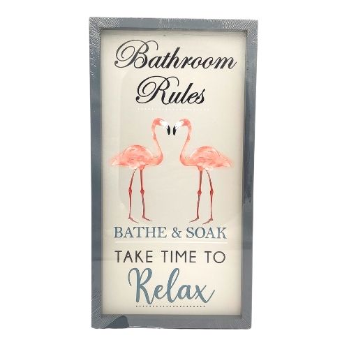 Flamingo Bathroom Rules Bathroom Plaque Bathroom Accessories FabFinds   