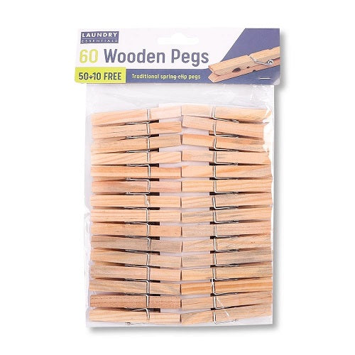 Wooden Clothes Pegs 60 Pack Laundry - Accessories FabFinds   