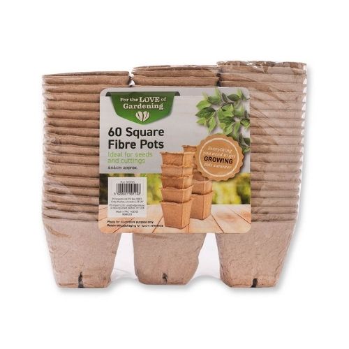 For The Love Of Gardening 60 Square Fibre Pots 6cm Plant Pots & Planters for the love of gardening   