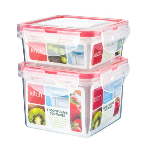 Kitch. Square Click & Lock Food Storage Containers Set Of 2 Kitchen Storage Kitch.   