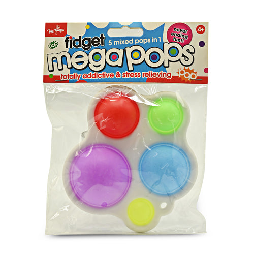 Fidget Mega Pops 5 Mixed Pops Toy Assorted Colours Toys Toy Mania Purple/Red/Green/Blue/Yellow  