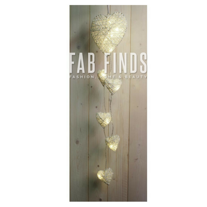 Wicker Hearts LED String Lights Home Lighting FabFinds   