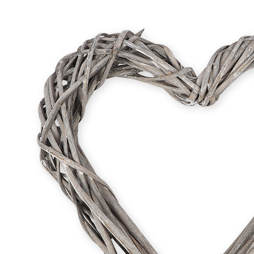 Grey Wash Willow Hanging Heart Decoration 30cm Home Decoration The Satchville Gift Company   