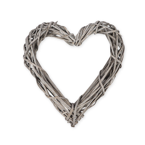 Grey Wash Willow Hanging Heart Decoration 30cm Home Decoration The Satchville Gift Company   