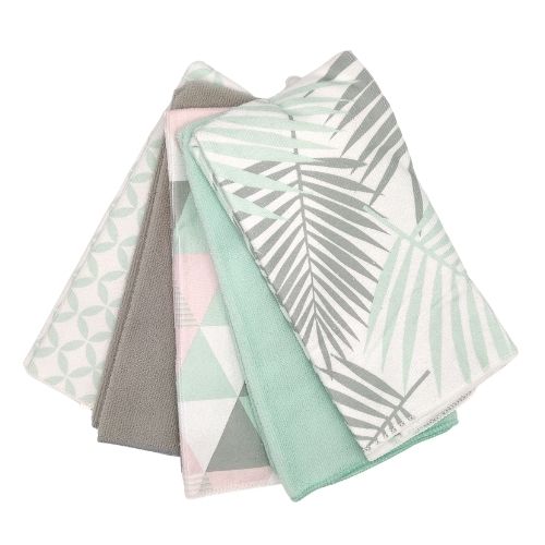Home Collection 5 Pack Tea Towels Green & Grey Tea Towels Home Collection   