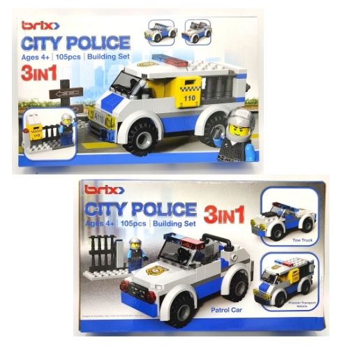 Brix City Police 3 In 1 Building Set Games & Puzzles Brix   