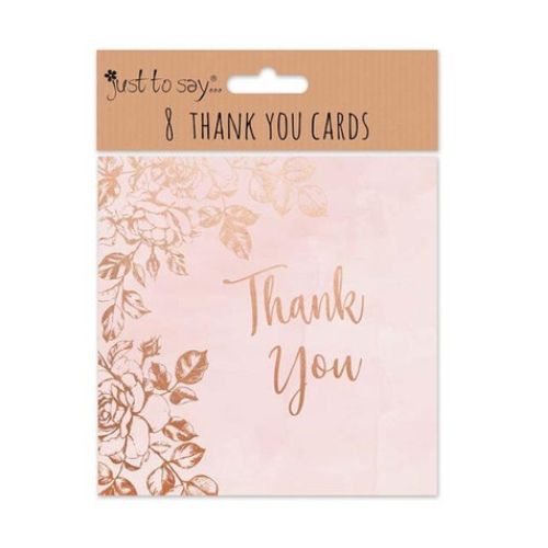 Pink and Rose Gold Floral Thank You Cards 8 Pk Gift Cards tallon   
