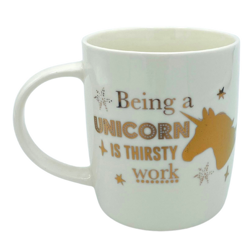 White and Gold 'Being a Unicorn Is Thirsty Work' Mug Mugs FabFinds   