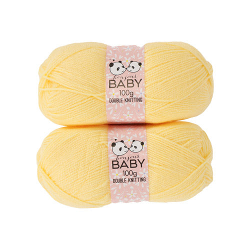 Baby Bonjour Baby Double Knitting Yarn Yellow 2 x 100g Knitting Yarn & Wool FabFinds   