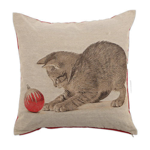 Kitten Bauble Christmas Cushion 45cm x 45cm Christmas Cushions & Throws Mr Crimbo   