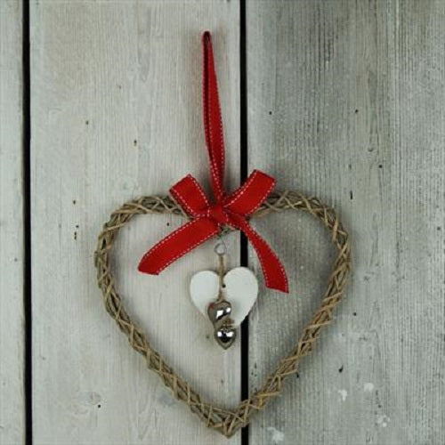 Wicker Heart Christmas Decoration Natural 25cm Christmas Festive Decorations The Satchville Gift Company   