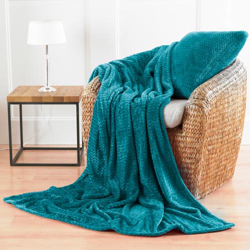 Chevron Microfibre Soft Throw Majestic Teal Throws & Blankets Country Club   