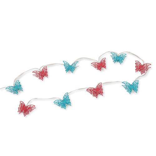 Solar Energy 10 Pink & Blue Butterfly String Lights 10 Solar Lights Solar Energy   