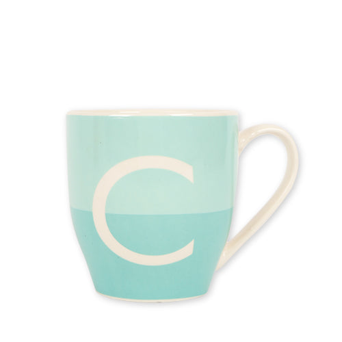 Initial C Two Tone Turquoise Monogram Mug Mugs FabFinds   