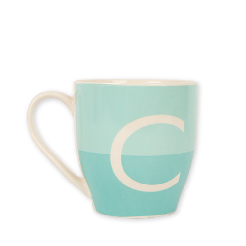 Initial C Two Tone Turquoise Monogram Mug Mugs FabFinds   