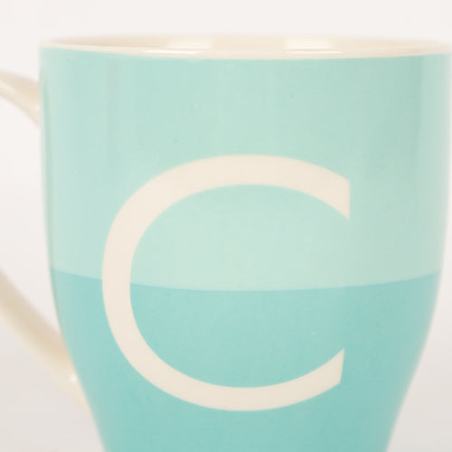 Initial C Two Tone Turquoise Monogram Mug Mugs FabFinds   