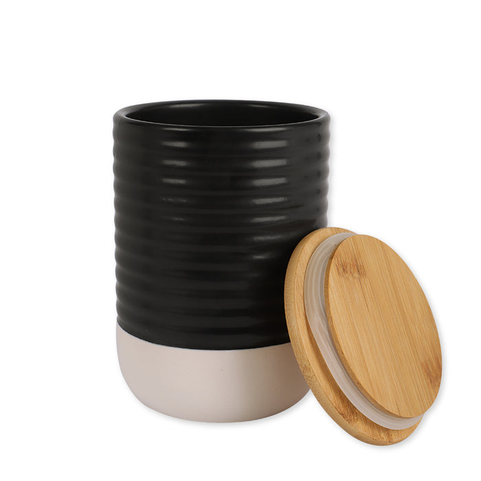 Black & White Ribbed Kitchen Canister Kitchen Accessories FabFinds   