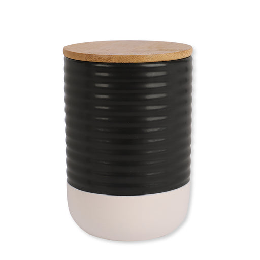 Black & White Ribbed Kitchen Canister Kitchen Accessories FabFinds   