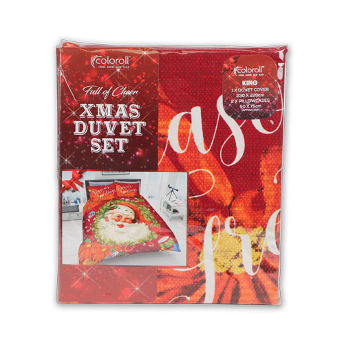 Coloroll Christmas Duvet Set Traditional Santa Face King Duvet Sets Coloroll   
