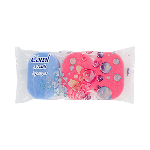 Coral Bath Sponges 3 Pk Assorted Colours Sponges, Mits & Face Cloths egl homecare Pink & Blue  