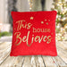 Red 'This House Believes' Foil Print Christmas Cushion 43x 43cm Christmas Cushions & Throws FabFinds   