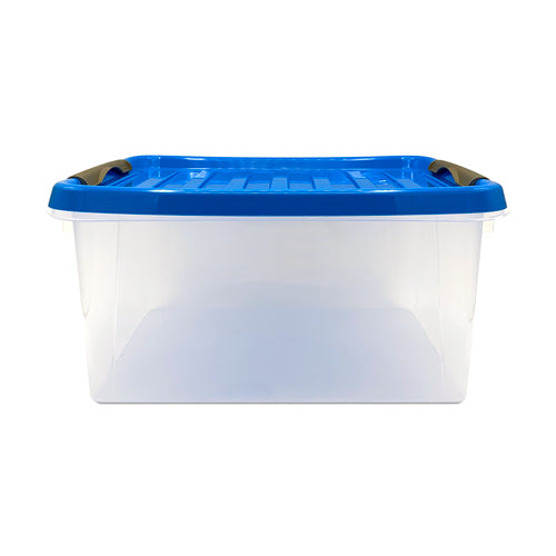 14 Litre Plastic Storage Clip Box with Lid - Set of 3 Assorted Colours Storage Boxes FabFinds Blue  