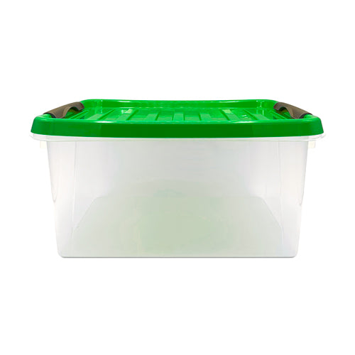 8 Litre Plastic Storage Clip Box with Lid - Set of 3 Assorted Colours Storage Boxes FabFinds Green  