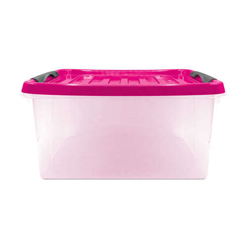 8 Litre Plastic Storage Clip Box with Lid - Set of 3 Assorted Colours Storage Boxes FabFinds Pink  