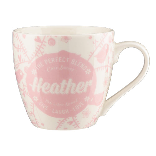 Cosy Floral Pink Ceramic Personalised Mug Assorted Styles Mugs Mulberry Studios Heather  