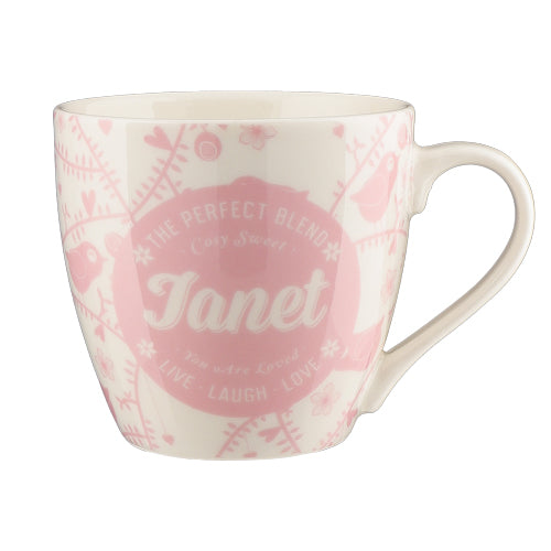 Cosy Floral Pink Ceramic Personalised Mug Assorted Styles Mugs Mulberry Studios Janet  