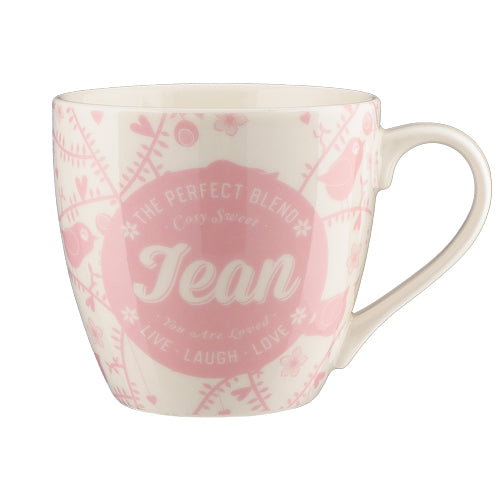 Cosy Floral Pink Ceramic Personalised Mug Assorted Styles Mugs Mulberry Studios Jean  