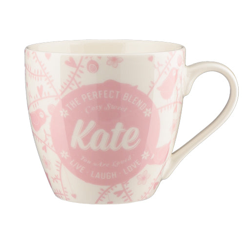 Cosy Floral Pink Ceramic Personalised Mug Assorted Styles Mugs Mulberry Studios Kate  