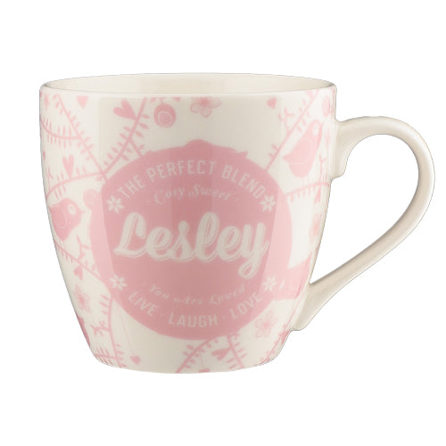 Cosy Floral Pink Ceramic Personalised Mug Assorted Styles Mugs Mulberry Studios Lesley  