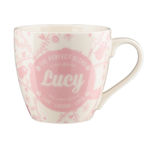 Cosy Floral Pink Ceramic Personalised Mug Assorted Styles Mugs Mulberry Studios Lucy  