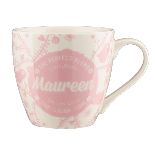 Cosy Floral Pink Ceramic Personalised Mug Assorted Styles Mugs Mulberry Studios Maureen  