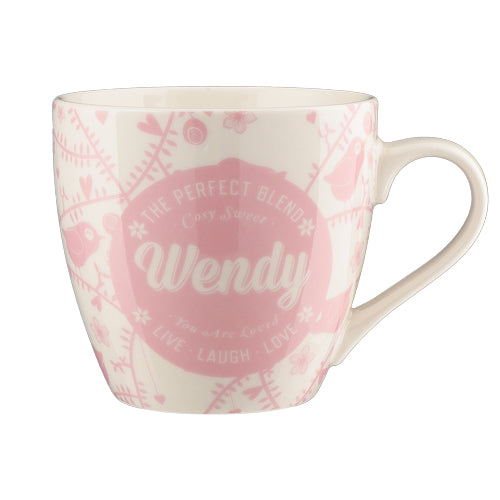 Cosy Floral Pink Ceramic Personalised Mug Assorted Styles Mugs Mulberry Studios Wendy  