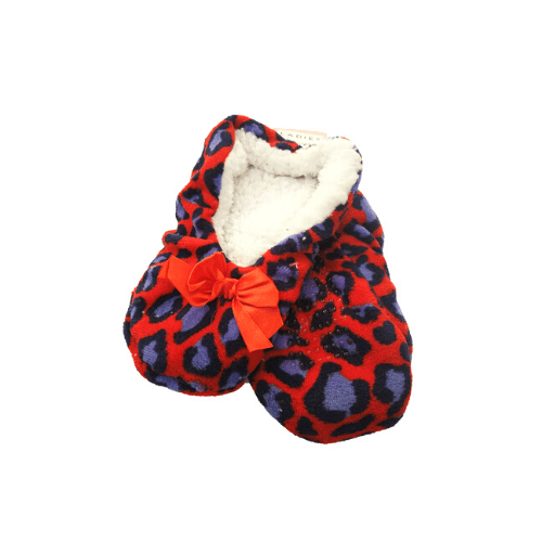 Ladies Cosy Toes Slippers Red & Blue Leopard Print Slippers Love to Laze UK 3-4  