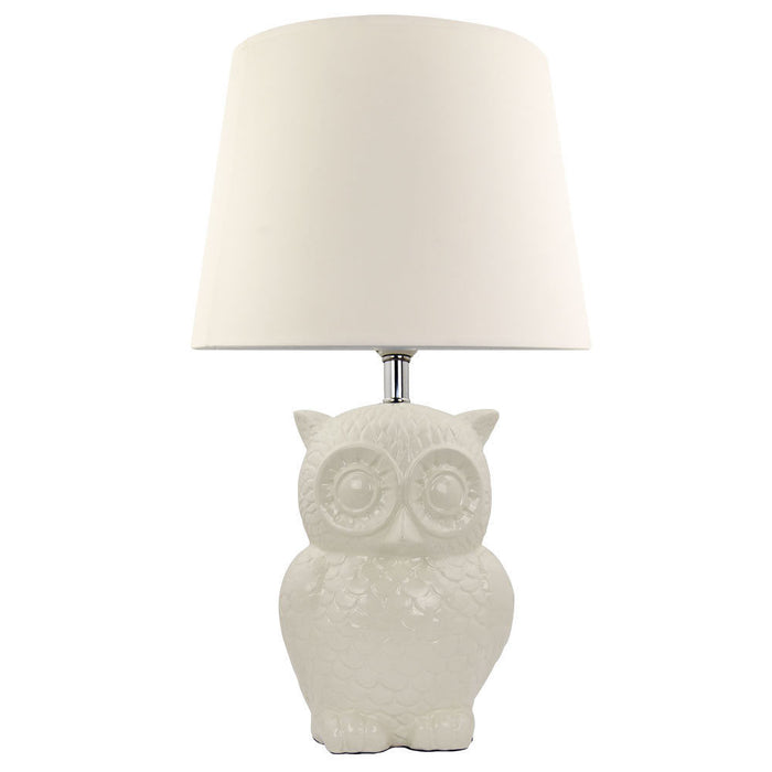 Cream Ceramic Owl Lamp 41cm Home Lighting FabFinds   
