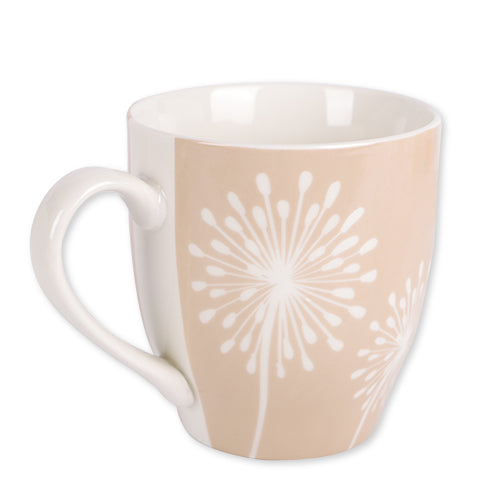 Beige and White Dandelion Hugga Mug Mugs FabFinds   