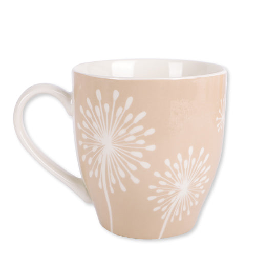 Beige and White Dandelion Hugga Mug Mugs FabFinds   