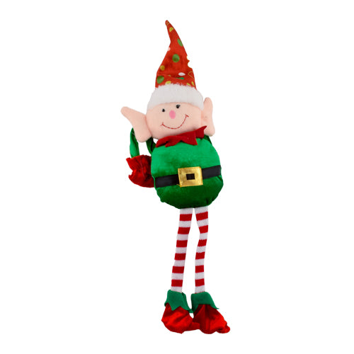 Plush Hanging Christmas Elf Assorted Colours Christmas Decorations FabFinds Green  