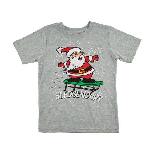 Boys Grey Sledgendary Christmas T-Shirt christmas FabFinds 5-6 yrs  
