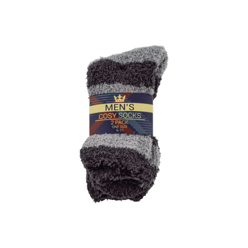 Men's Snuggle Socks 2-Pack One Size 6-11 Assorted Colours Snuggle Socks FabFinds Grey Stripe  